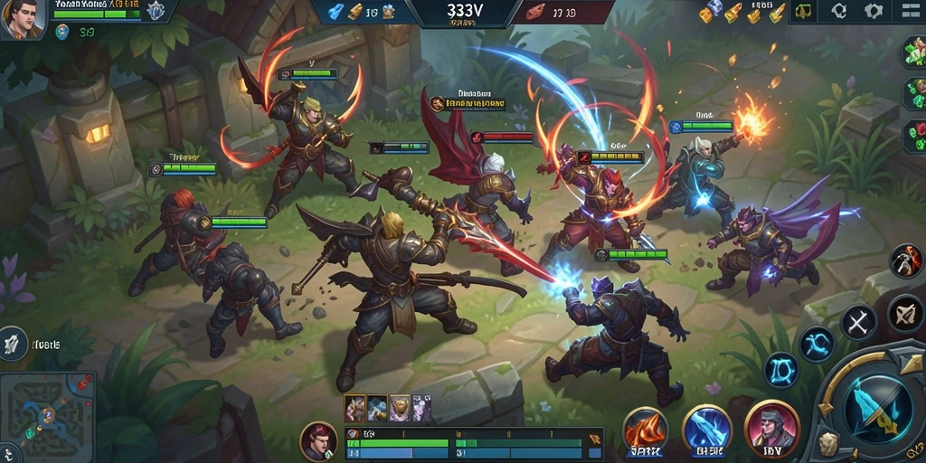 Screenshot gameplay 333V yang menunjukkan pertarungan seru antar tim.