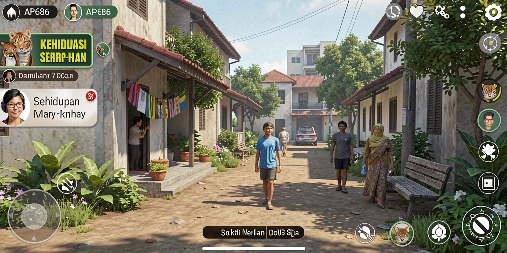 Tampilan gameplay menarik di AP686 dengan berbagai aktivitas kehidupan.