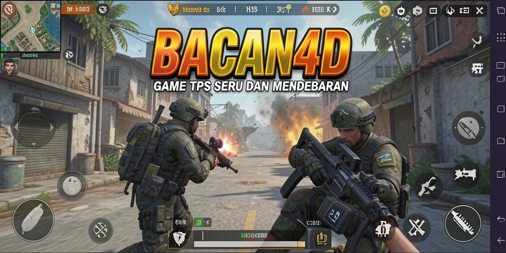 Tampilan gameplay BACAN4D yang intens dan seru dalam pertempuran TPS.