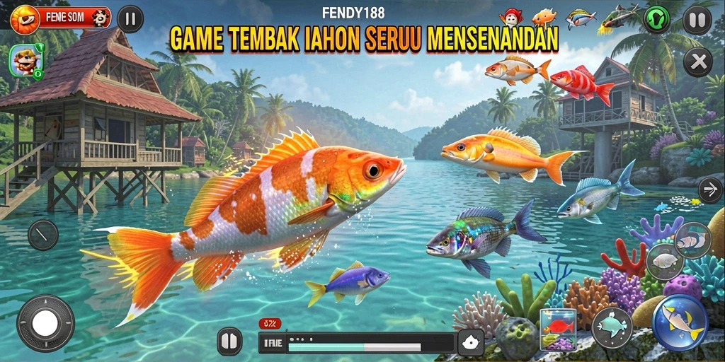 Screenshot gameplay FENDY188 menampilkan aksi seru menembak ikan.