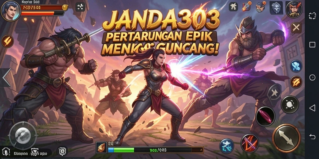 Tampilan gameplay seru dengan pertarungan intens dan karakter unik.