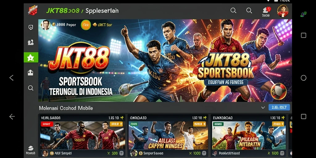 Tampilan antarmuka JKT88 dengan fitur sportsbook yang interaktif.