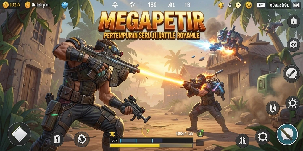 Tampilan gameplay seru di arena MEGAPETIR Battle Royale.