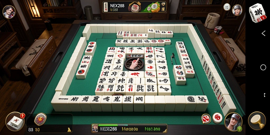 Screenshot gameplay NEX288 menunjukkan aksi seru Mahjong.