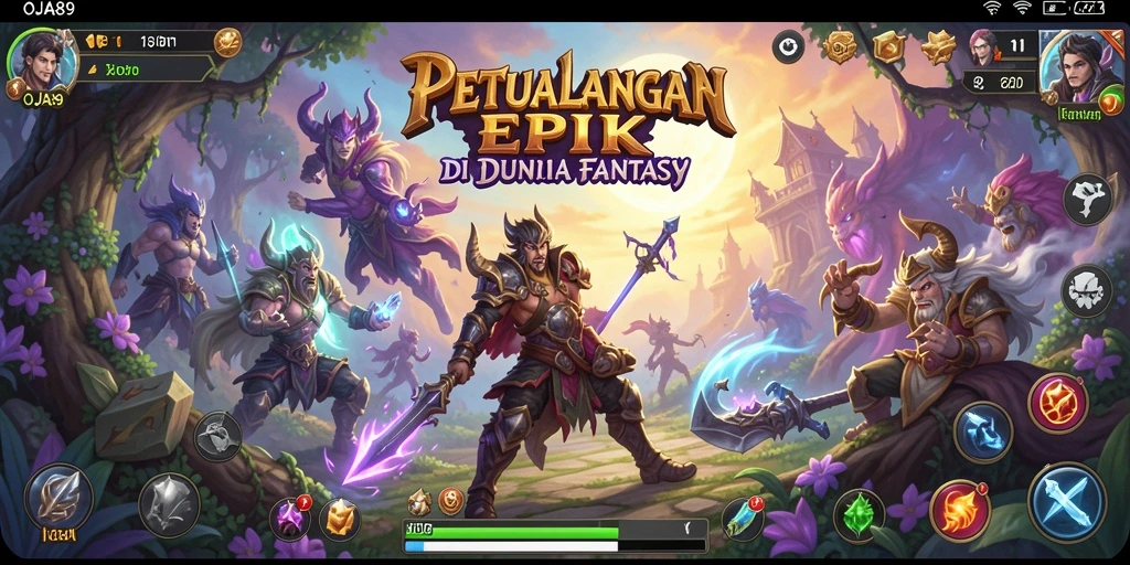 Screenshot menampilkan pertempuran seru dalam OJA89 dengan karakter utama.