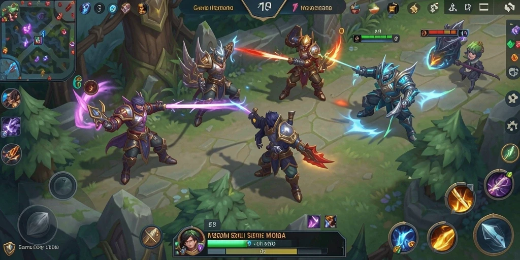 Screenshot P200M menunjukkan aksi pertempuran yang mendebarkan di arena MOBA.