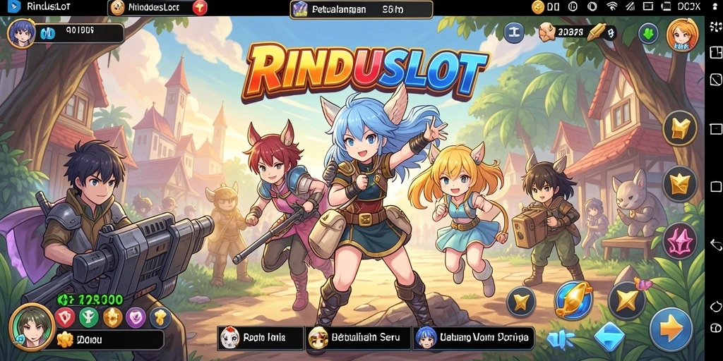 Tampilan gameplay seru RINDUSLOT dengan karakter Anime.