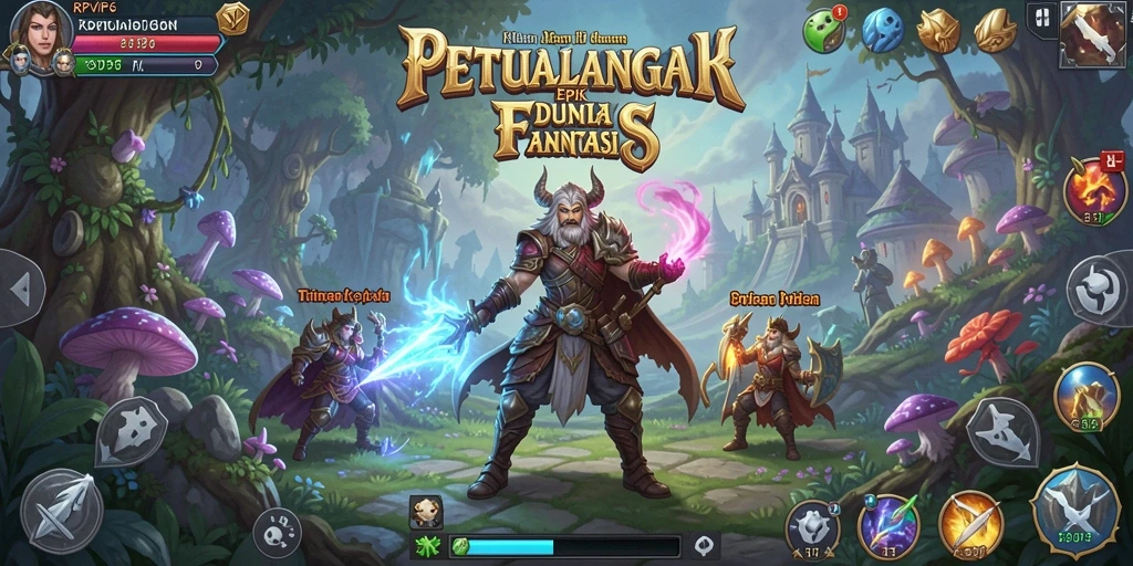 Screenshot utama menampilkan pertarungan seru dalam RPVIP6.