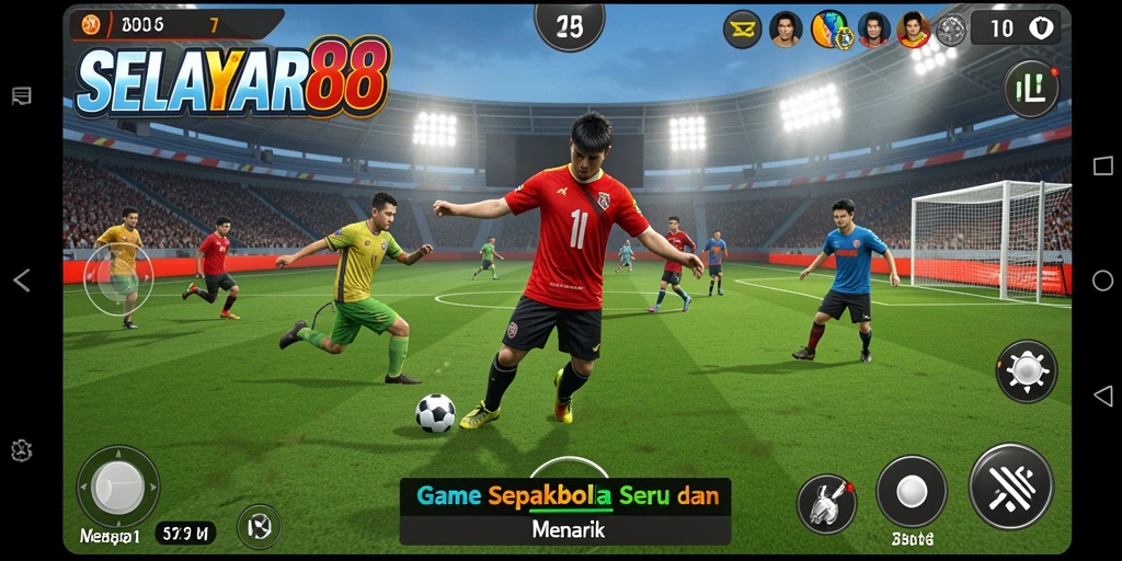 Tampilan gameplay seru dalam <strong>SELAYAR88</strong>, menunjukkan pertandingan sepakbola yang mendebarkan.