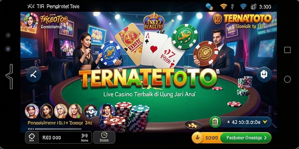 Screenshot gameplay TERNATETOTO dengan dealer langsung dan pemain aktif.