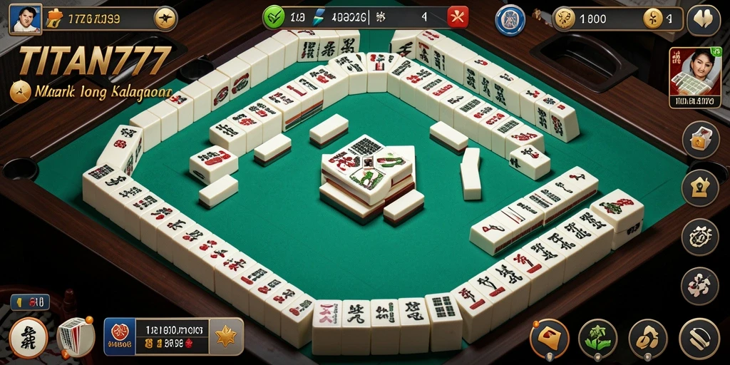 Tampilan gameplay seru di TITAN777 dengan desain ubin Mahjong yang indah.
