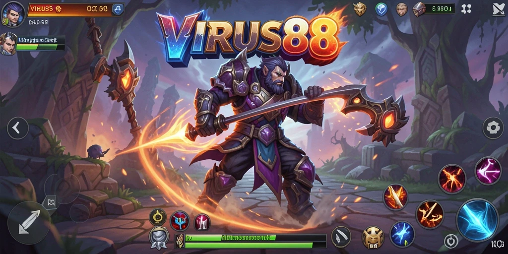 Screenshot gameplay ARPG yang menunjukkan aksi seru di VIRUS88.