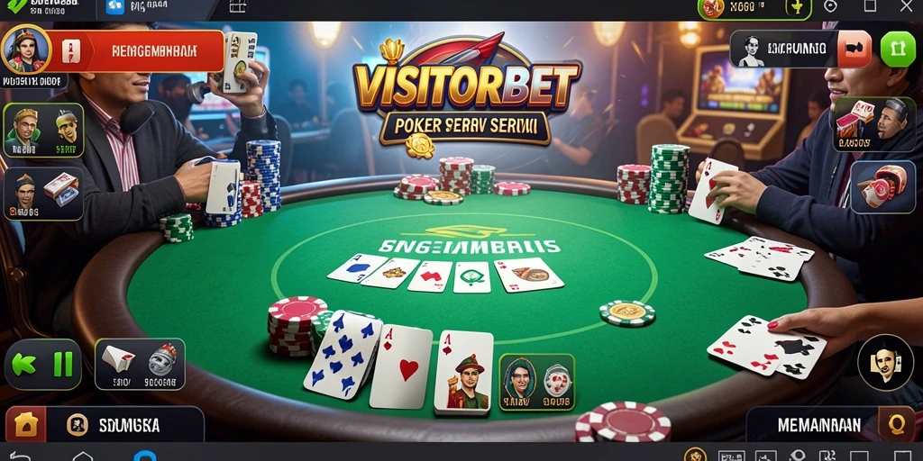 Tampilan gameplay poker yang menarik dan interaktif dari VISITORBET.